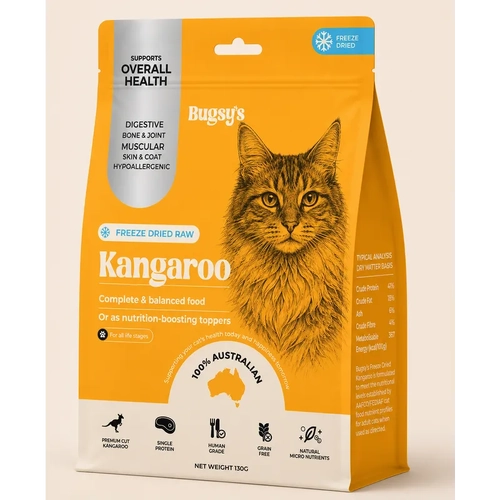 BUGSYS FREEZE DRIED COMPLETE DIET FOR CATS KANGAROO 132G