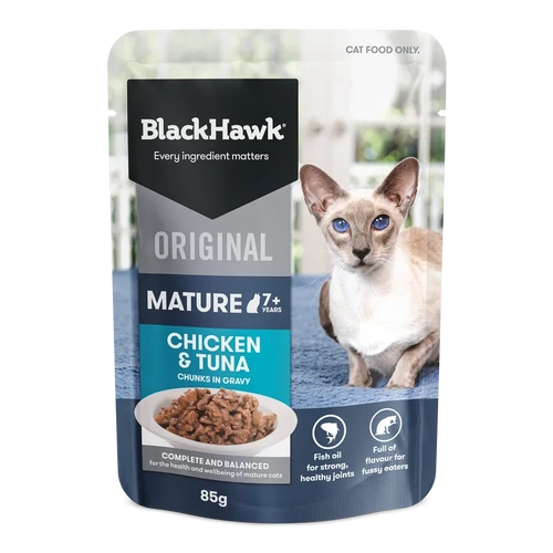 Black Hawk Cat 7+ Chicken Tuna In Gravy 85G 12Pk (Om12) 