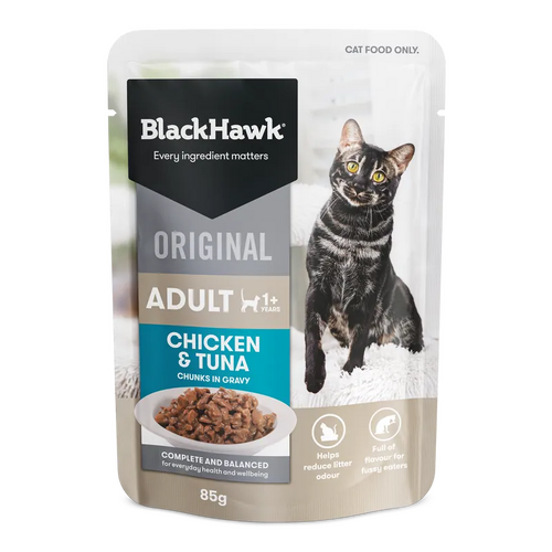 Black Hawk Cat Chicken Tuna In Gravy 85G 12Pk (Om12) 