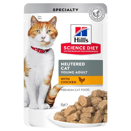 Hills Cat Adult Neutered Chicken Pouches 85G 12Pack 