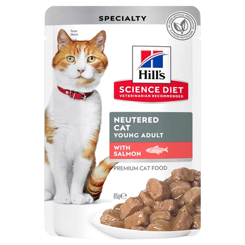 Hills Cat Adult Neutered Salmon Pouches 85G 12Pack 