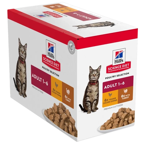 Hills Cat Adult Poultry Selection Variety Pouches 12Pk 