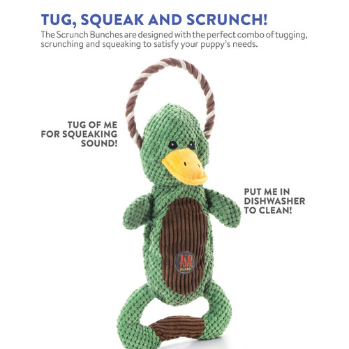 Charming Pet Scrunch Bunch & Squeak Dog Toy - Duck
