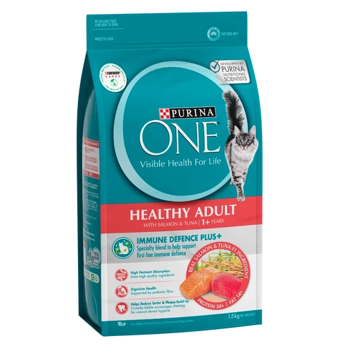 Purina One Cat Adult Dry Healthy Salmon & Tuna 1.5Kg 