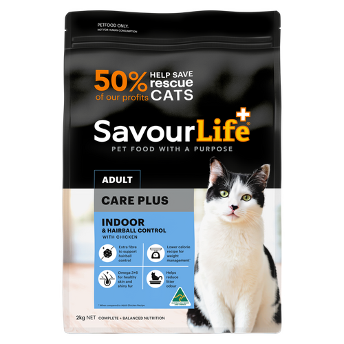 Savourlife Indoor & Hairball Control Care Plus Chicken Adult Cat Dry Food 2Kg