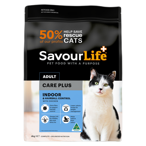 Savourlife Indoor & Hairball Control Care Plus Chicken Adult Cat Dry Food 4Kg