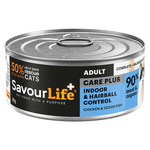 Savourlife Indoor & Hairball Control Chicken & Ocean Fish Adult Cat Food 85G 12Pk (Om12)