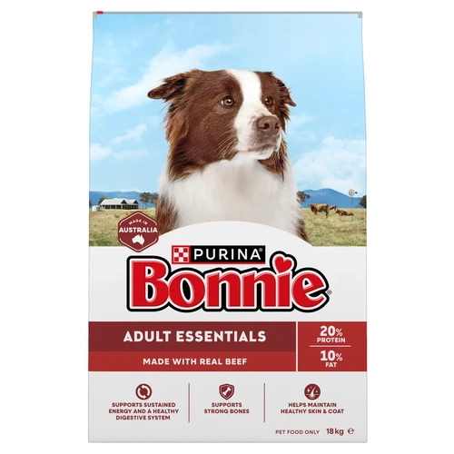 BONNIE ADULT ESSENTIALS BEEF DRY DOG FOOD 18KG 