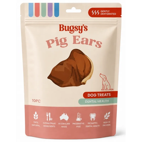BUGSYS DEHYDRATED PIG EARS 50PC