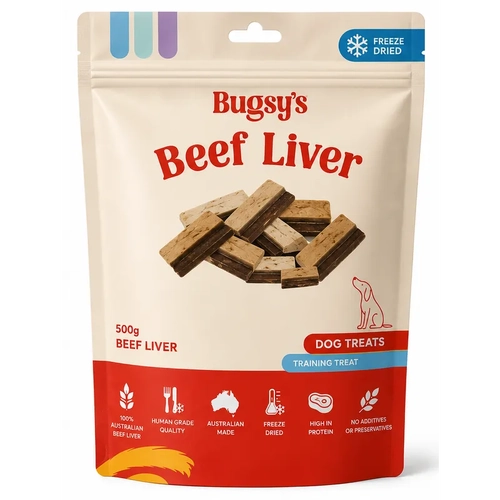 BUGSYS FREEZE DRIED BEEF LIVER 500G