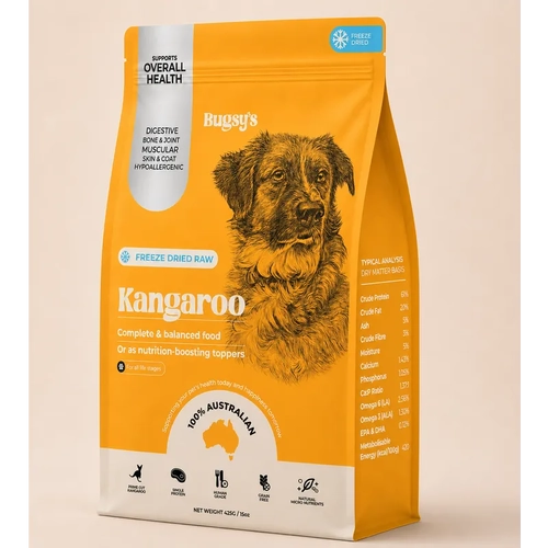 BUGSYS FREEZE DRIED COMPLETE DIET FOR DOGS KANGAROO 132G