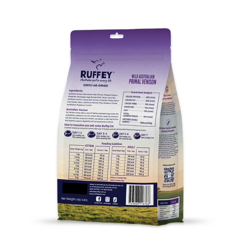 Ruffey Air Dried Cat Wild Primal Venison 420G