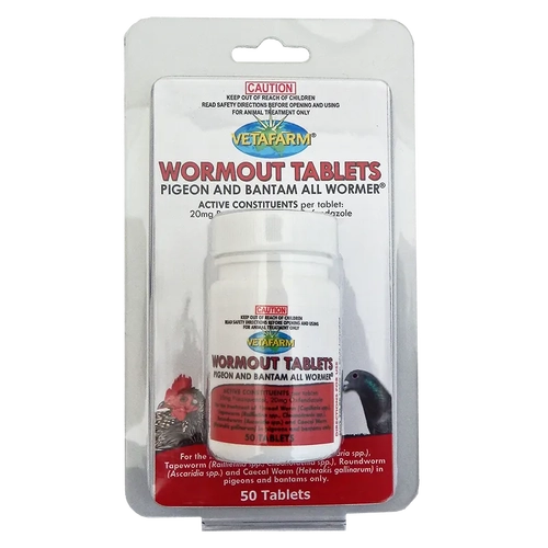 Vetafarm Pigeon & Bantam Wormout Tabs 50Pk 
