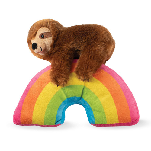 Fringe Studio Sloth On A Rainbow Plush Squeaker Dog Toy