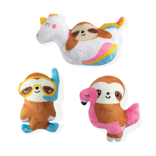 Fringe Studio Minis Summer Sloths 3-Piece Plush Dog Toy Set