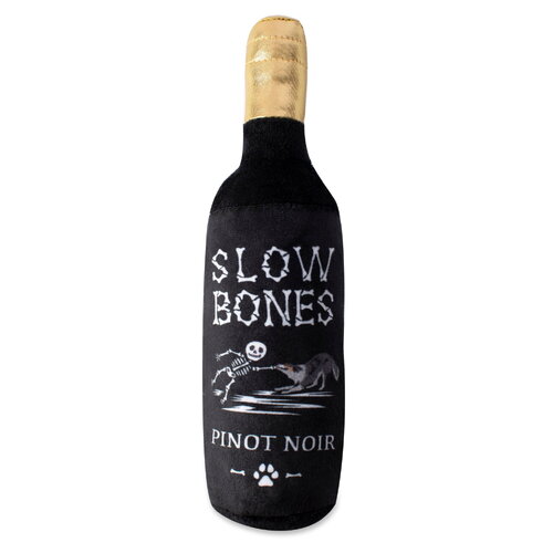 Fringe Studio Halloween Plush Squeaker Dog Toy - Slow Bones Pinot Noir