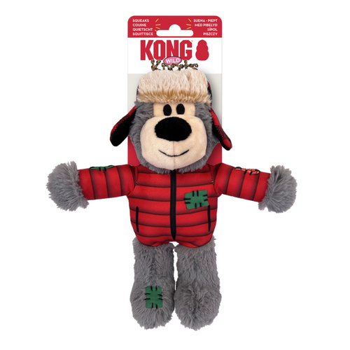 KONG Christmas Holiday Wild Knots Bear - Snuggle Plush Dog Toy - Sm/Med x 3 Pack