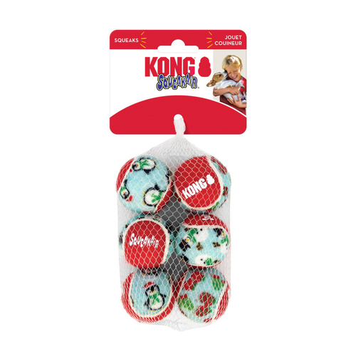 KONG Christmas Holiday SqueakAir Balls for Dogs 6-pack of Small Toys
