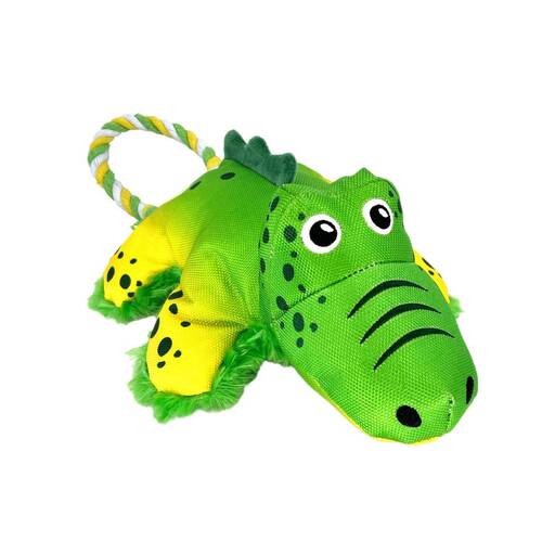 3 x KONG Cozie Tuggz Rope Sqeueaker Dog Toy - Alligator Bulk Small/Medium