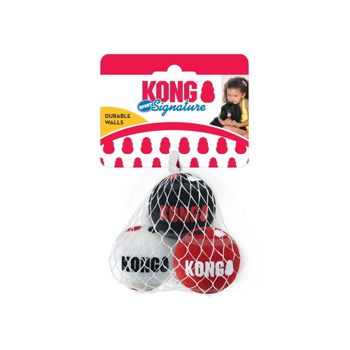  3 x KONG Signature Sport Balls Fetch Dog Toys - pack of 3 Small Balls