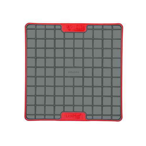 LickiMat Playdate Tuff Slow Food Licking Mat for Cats - Red