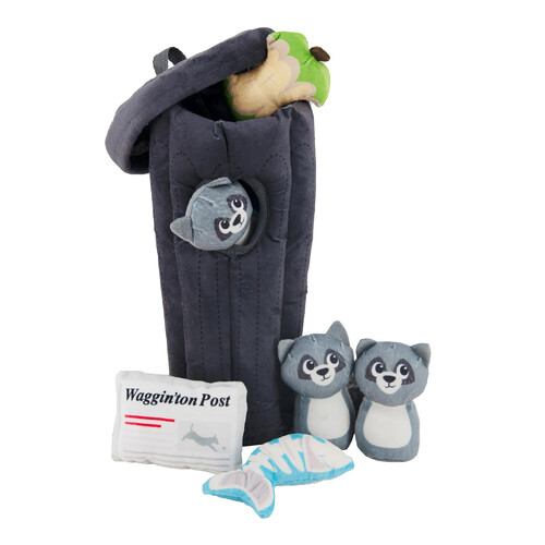 Outward Hound Invincibles Mini Grey Raccoon Plush Dog Toy, Small