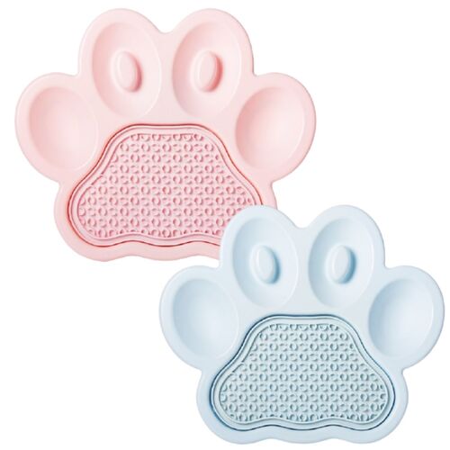 PAW 2-in-1 Slow Feeder Bowl & Lick Pad Combo - Pink/Blue
