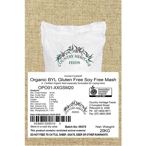Country Heritage Organic Gluten Free Soy Free Mash 20Kg (50)