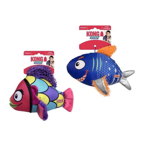 KONG Reefz Fish Textured Squeaker Dog Toy - Assorted Designs