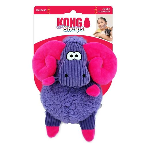3 x KONG Sherps Floofs Big Horn Plush Squeaker Dog Toy