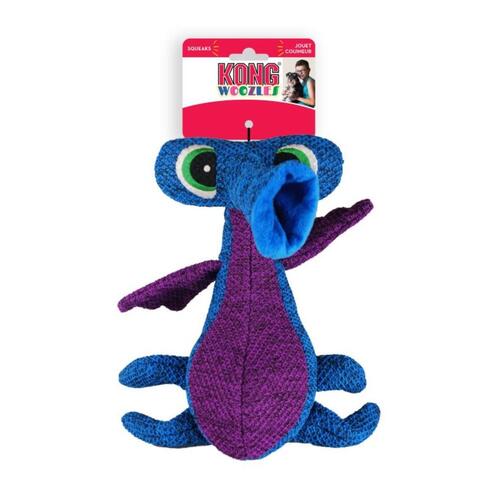 3 x KONG Woozles Plush Squeaker Alien Dog Toy - Blue