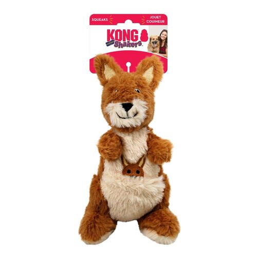 3 x KONG Shakers Passports Plush Squeaker Dog Toy - Kangaroo