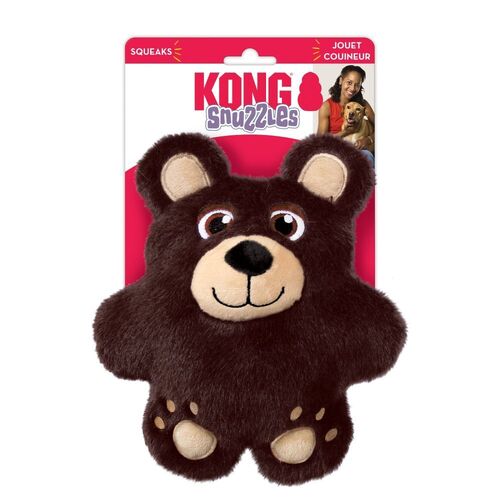 3 x KONG Snuzzles Plush Squeaker Dog Toy - Bear 