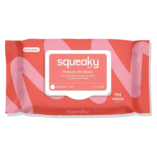 Squeaky Pet Probiotic Pet Wipes Fragrance Free 60 Wipes 