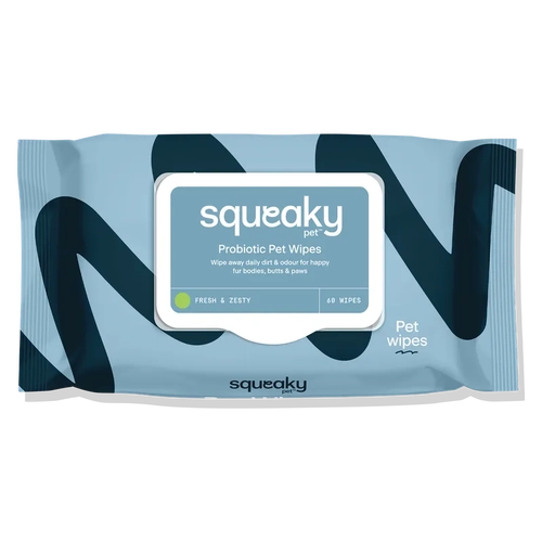 Squeaky Pet Probiotic Pet Wipes Fresh & Zesty 60 Wipes 
