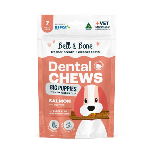 Bell & Bone Puppy Dental Chews Salmon & Carrot Large 