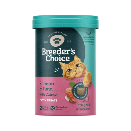 Breeders Choice Tasty Treats Sal Tuna Catnip 120G 3Pk (Om3) 