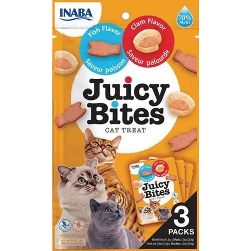 Inaba Cat Juicy Bites Fish & Clam 34G 6Pk(Om6) 