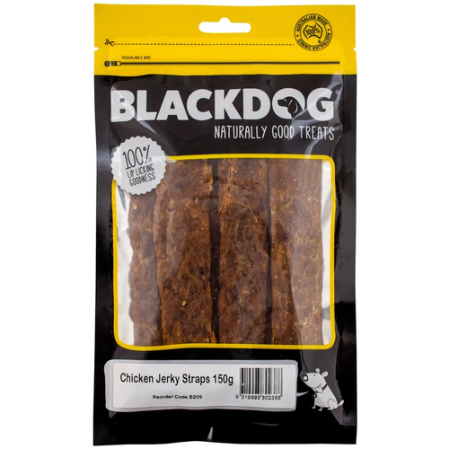 Black Dog Chicken Jerky Straps 150G 