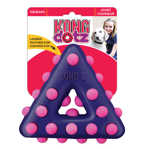 KONG Dotz Circle - Textured Triangle Shaped Rubber Squeaker Dog Toy - Small