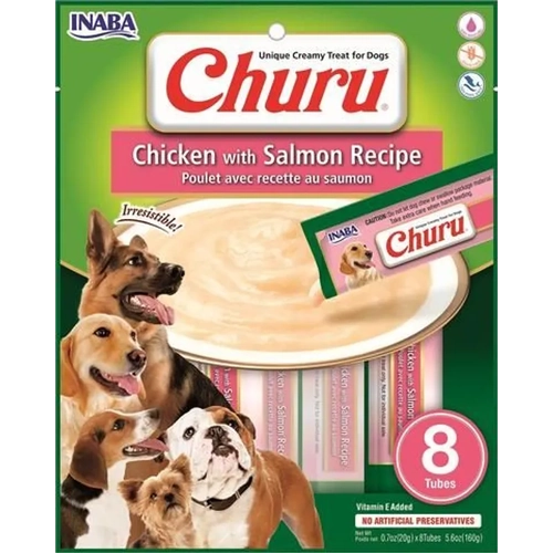 Inaba Dog Churu Puree 8P Chkn W Slmn 160G 6Pk(Om6) 