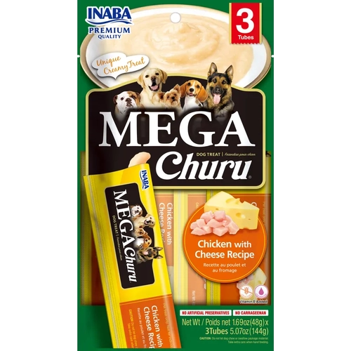 Inaba Dog Mega Churu Puree Chk W Cheese 144G 6Pk (Om6) 