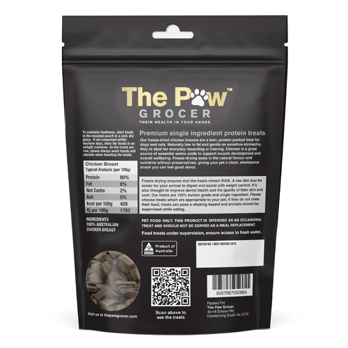 THE PAW GROCER BLACK LABEL FD CHICKEN BREAST 72G