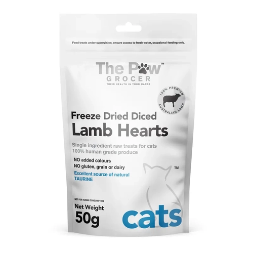 The Paw Grocer White Cat Freeze Dried Lamb Hearts 50G 