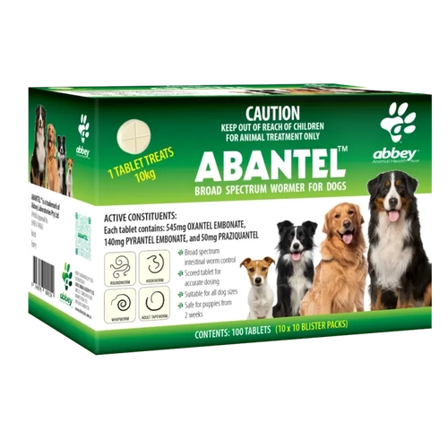 Abbey Labs Abantel Broad Spectrum Wormer 100 Tablets 