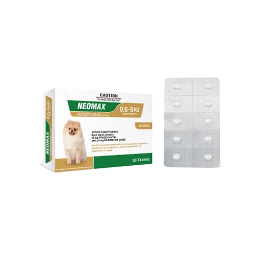 Neomax Allwormer Small Dogs And Puppies 0-5Kg (50 Tablet) 