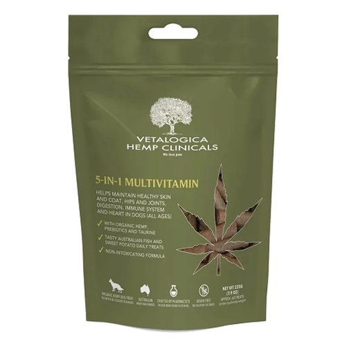 Vetalogica Hemp Clinicals 5In1 Multivit Dog Treats 225G 
