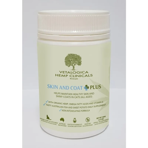 Vetalogica Hemp Clinicals Skin And Coat Plus Cat Supp 100G 