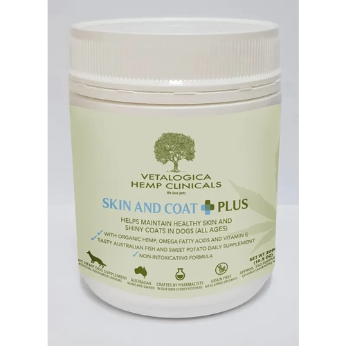 Vetalogica Hemp Clinicals Skin & Coat Plus Dog Supp 300G 