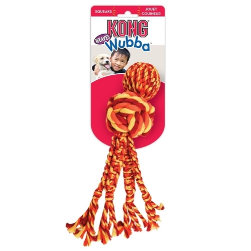 3 x KONG Wubba Weaves With Rope Small